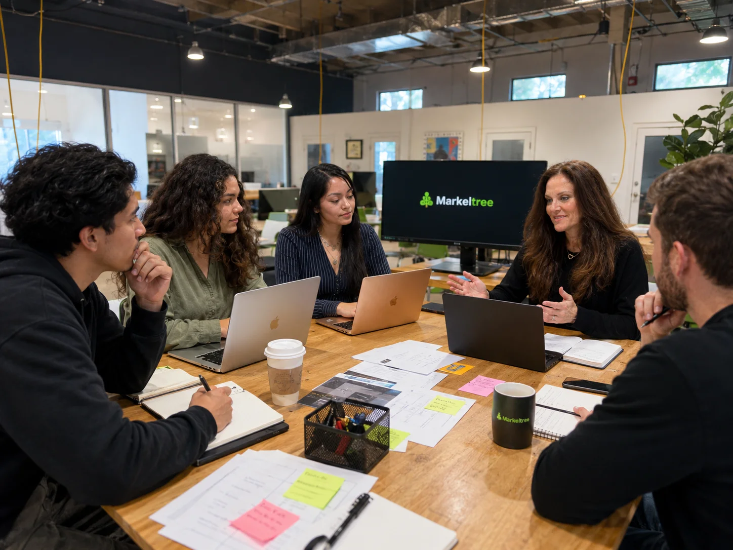 Markeltree team collaborating around a table