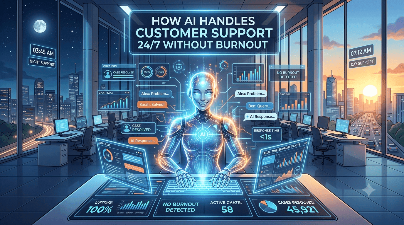 How AI Handles Customer Support 24/7 Without Burnout