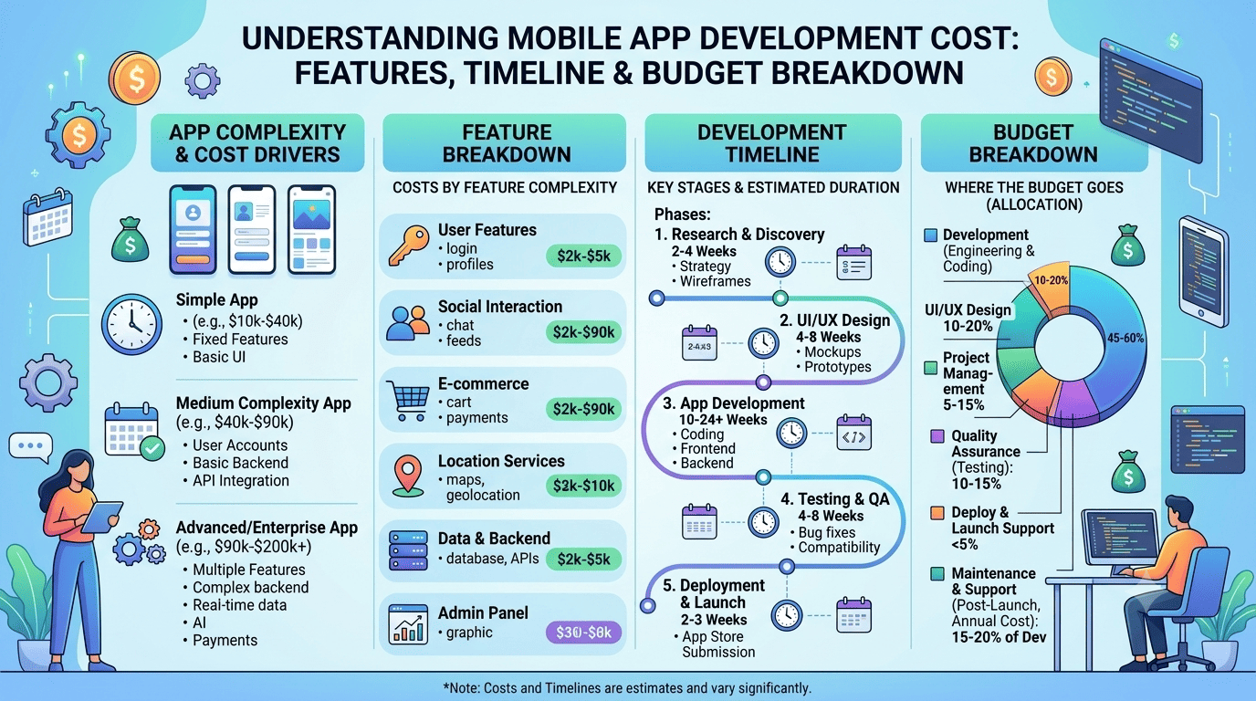Mobile App Development Cost: Features, Timeline & Budget Breakdown