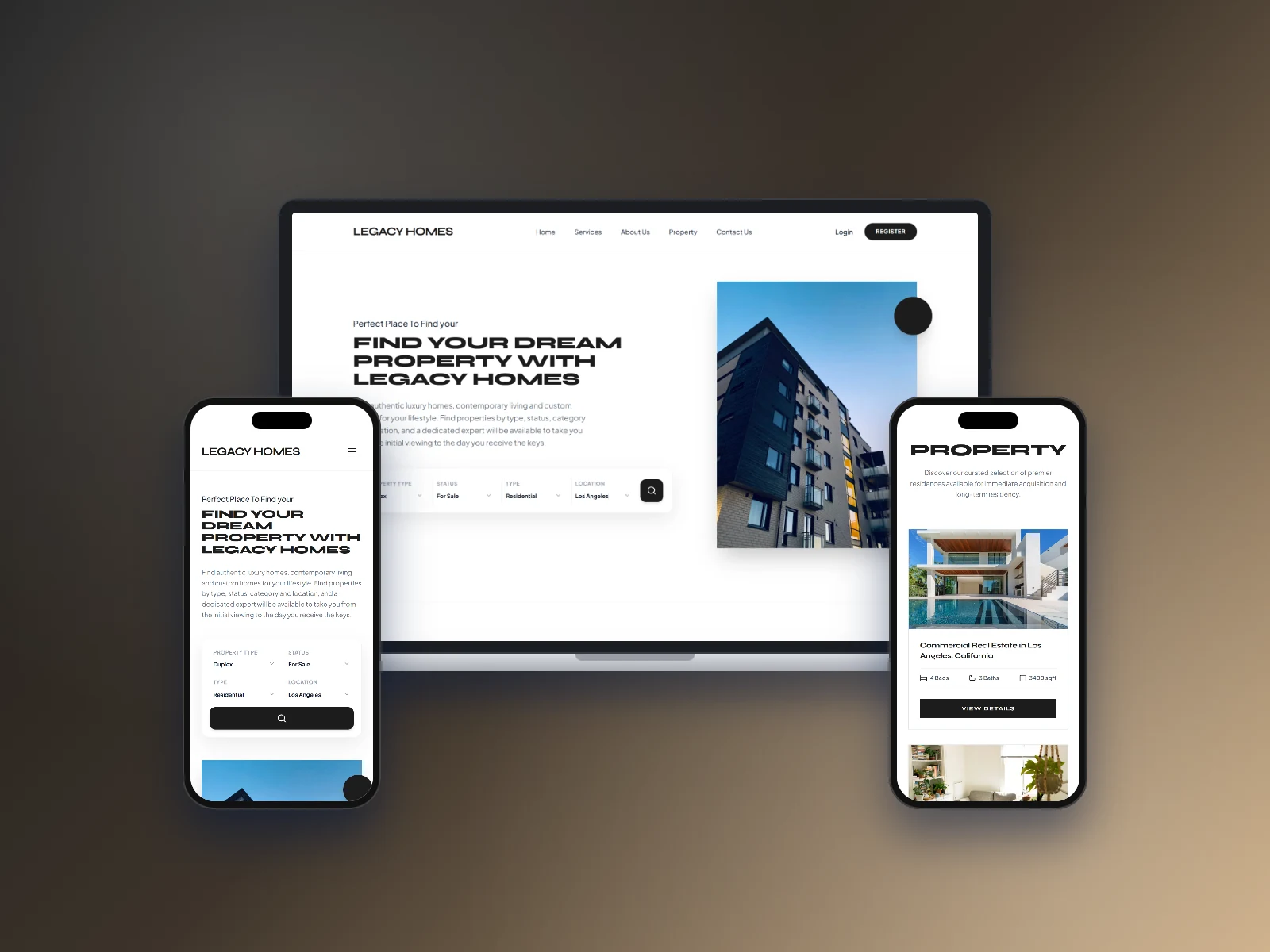 Legacy Homes : Real Estate Website Design