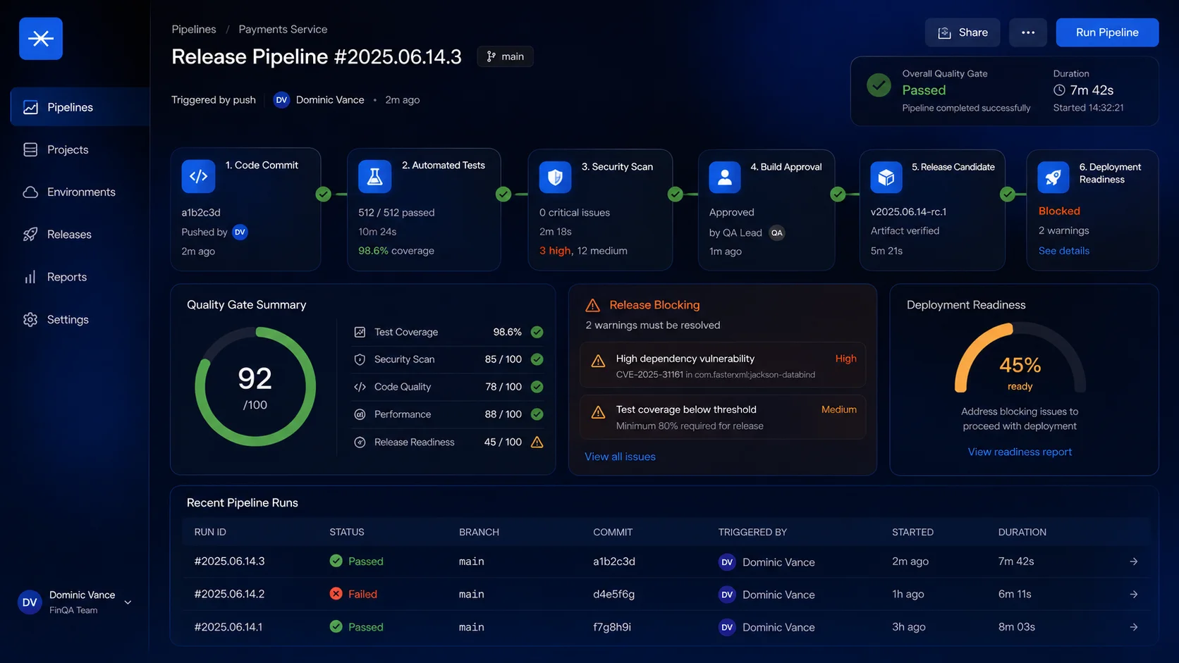 Finvantage : MVP Quality Assurance
